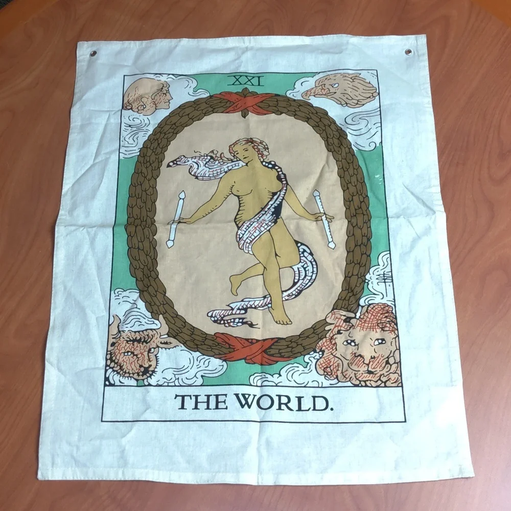 SheetKart Cotton Tarot Flag Tapestry The Chariot, The World and The Lovers Bohem